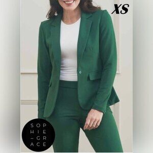 SOPHIEGRACE - The Violet Blazer & Mini Skirt (2pcs Set) -Forest Green. Size: XS.